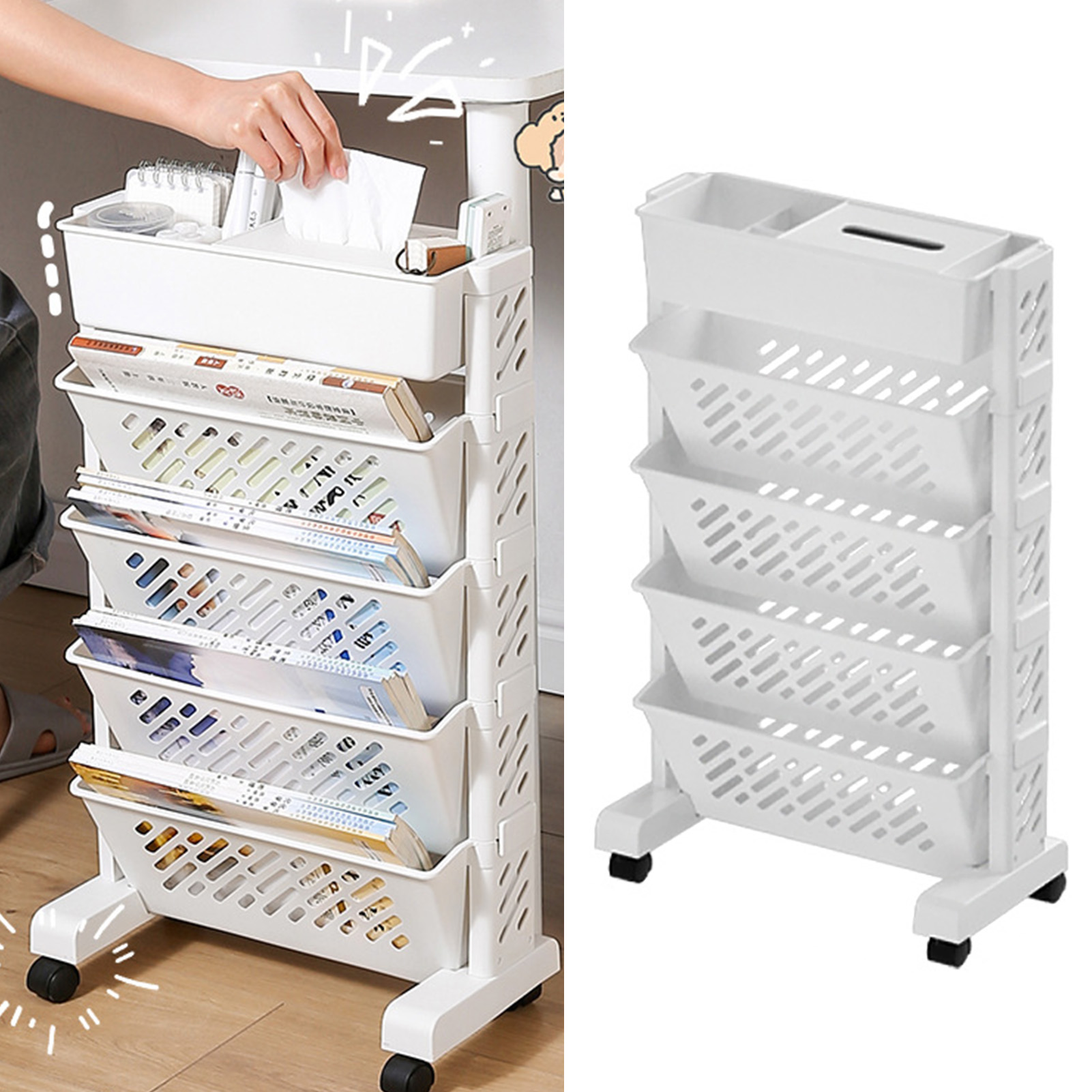 이동식 책꽂이 대용량 회전식 플라스틱 실용적인 롤링 정 - Magazine Holder Rack 리뷰 및 가격