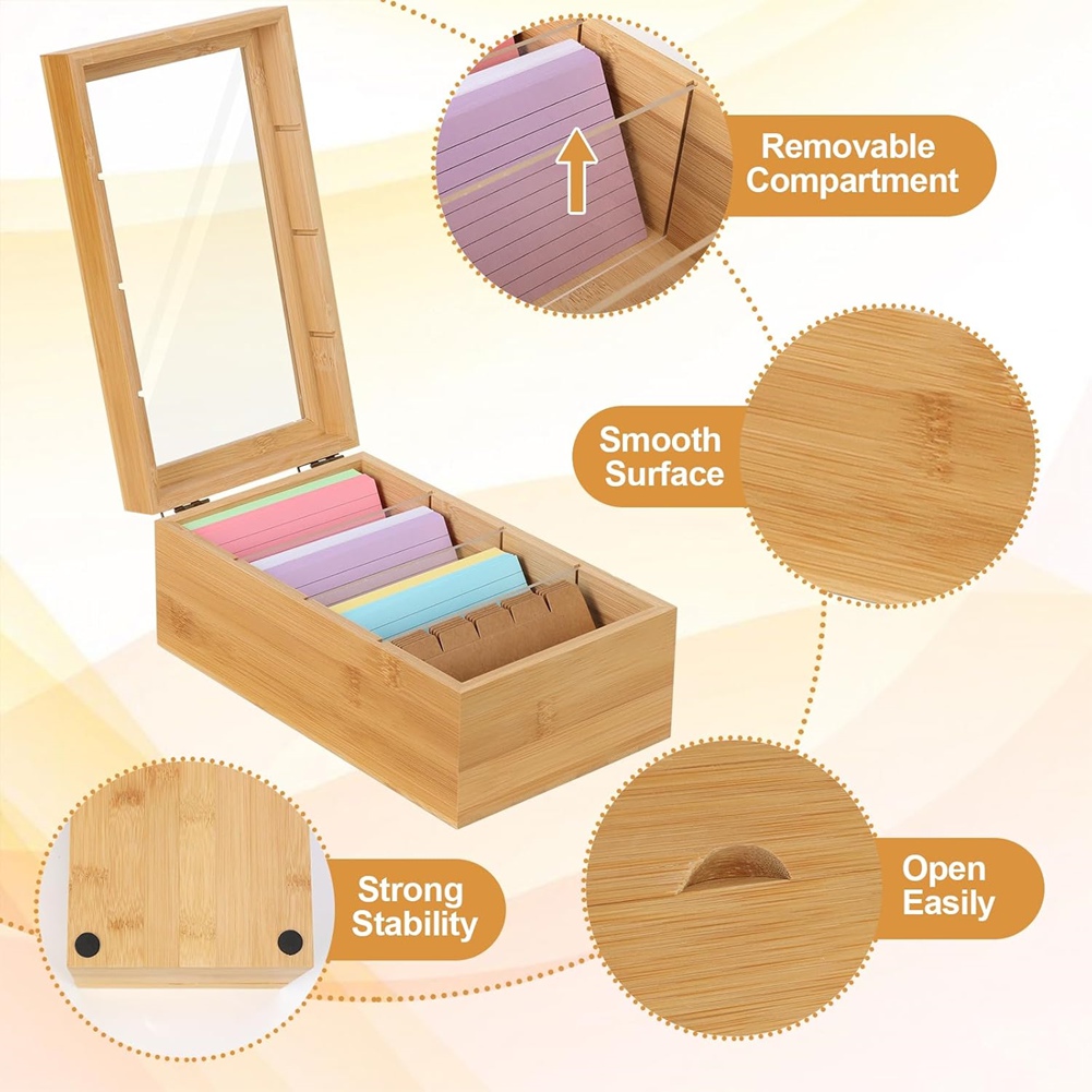 ABUA 대나무 인덱스 카드 정리함, 3x5 인덱스 카 - Card Index Box 리뷰 및 가격
